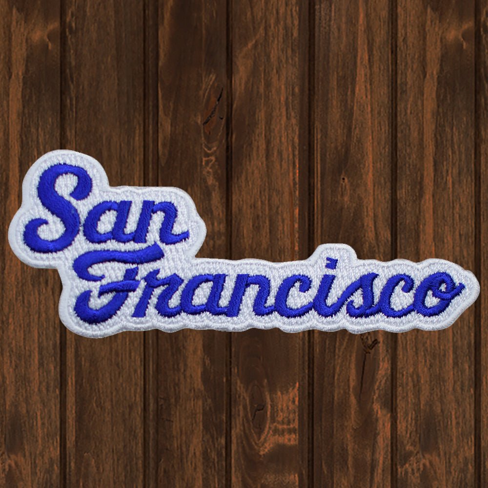 embroidered iron on sew on patch san francisco blue 2