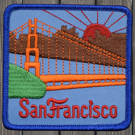 embroidered iron on sew on patch san francisco golden gate blue