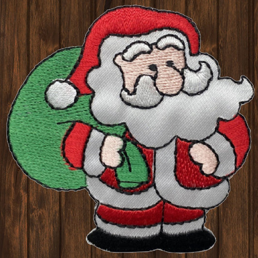embroidered iron on sew on patch santa green bag