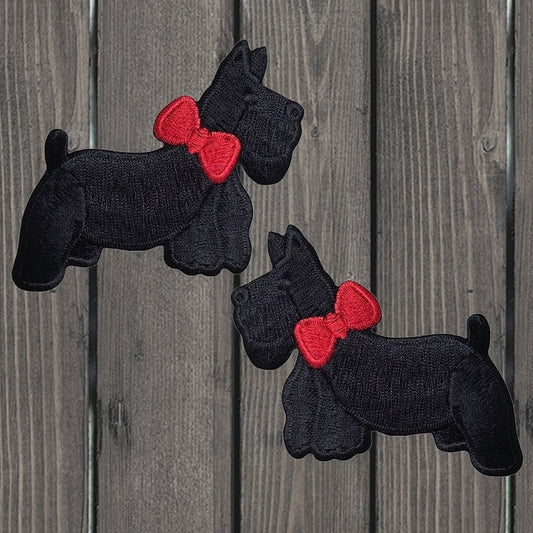 embroidered iron on sew on patch scottie dog large left and right