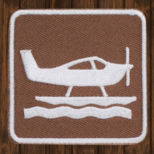 embroidered iron on sew on patch sea plane