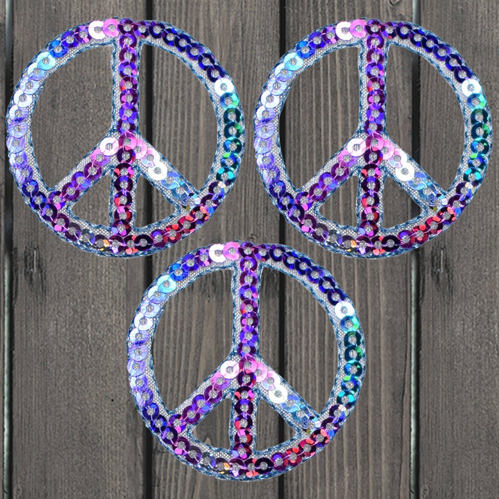 embroidered iron on sew on patch sequin peace colorful 2