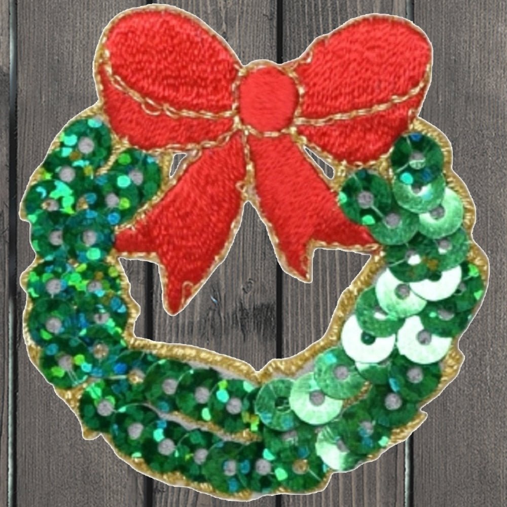 embroidered iron on sew on patch sequin wreath 2