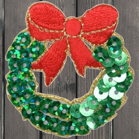 embroidered iron on sew on patch sequin wreath