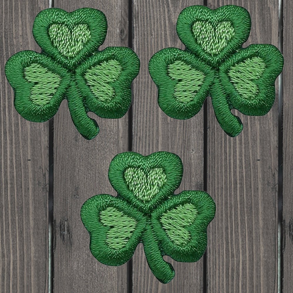 embroidered iron on sew on patch shamrock small