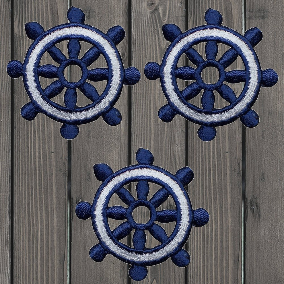 Ship's Wheel Embroidered Patch — 3-Pack — Iron On | Paddy's Patches