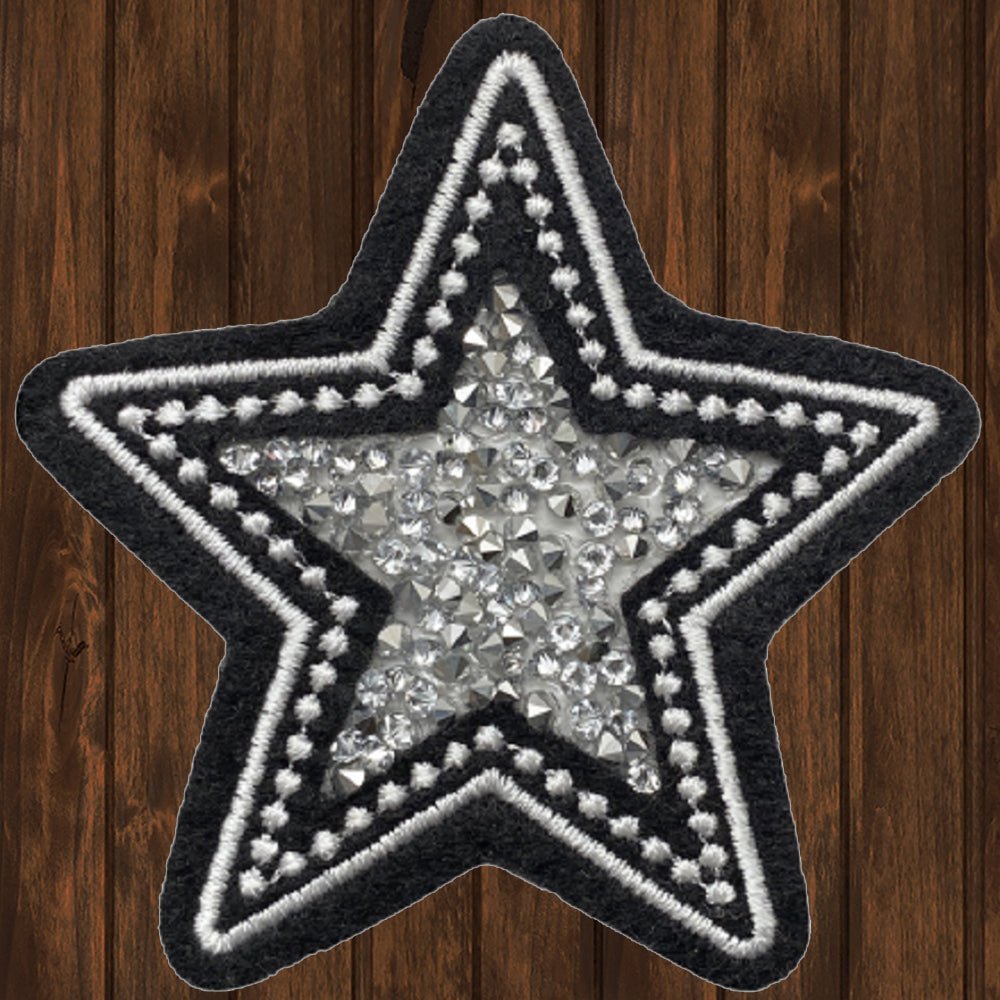 embroidered iron on sew on patch silver star