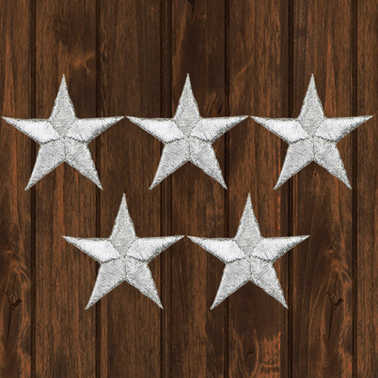 embroidered iron on sew on patch silver stars 1.5"