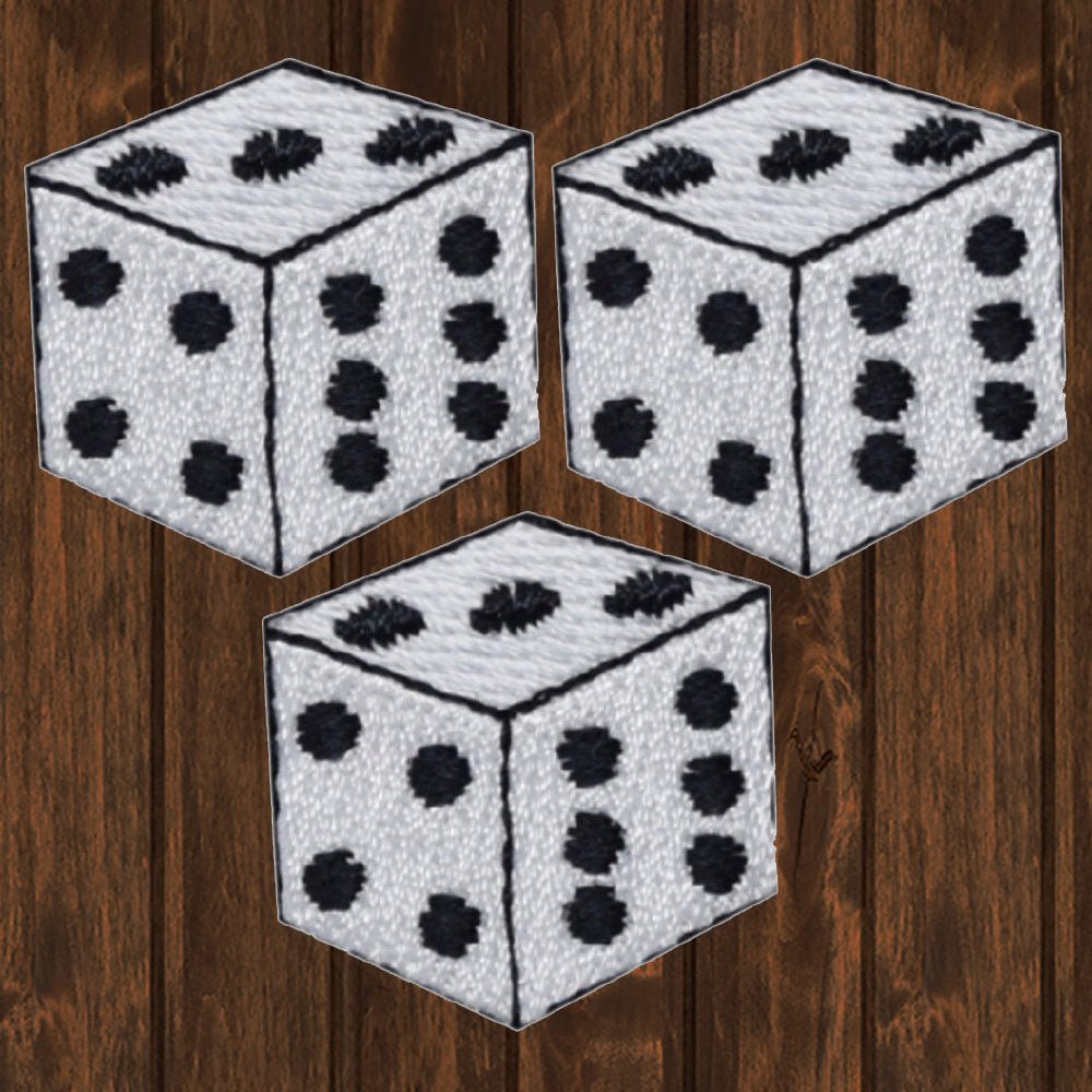 embroidered iron on sew on patch single white gambling dice