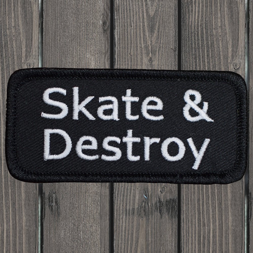 embroidered iron on sew on patch skate and destroy