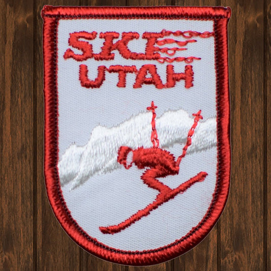 embroidered iron on sew on patch ski utah
