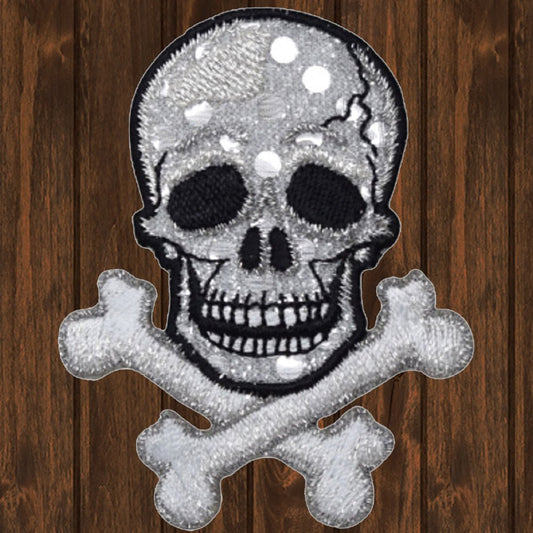 embroidered iron on sew on patch skull big crossbones small