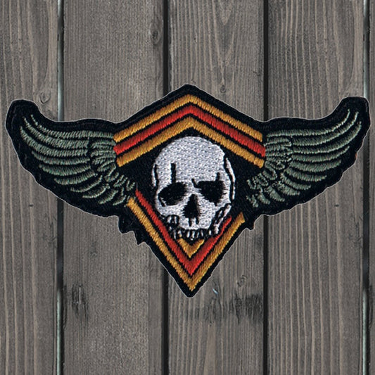 embroidered iron on sew on patch skull wings