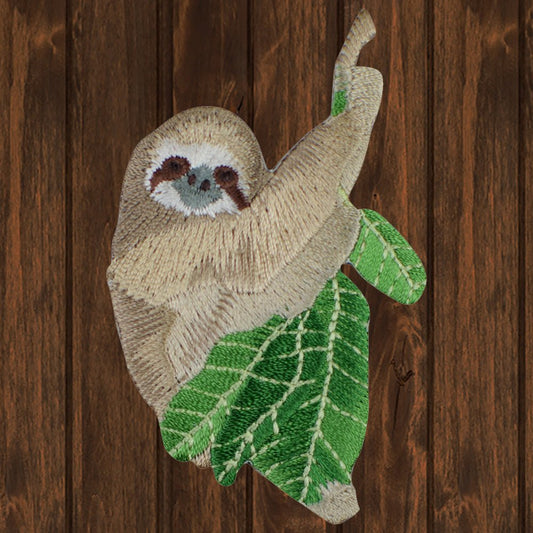 embroidered iron on sew on patch sloth tree leaves