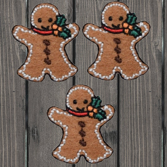 Set of 3 Christmas Gingerbread man Patches 1-1/8"