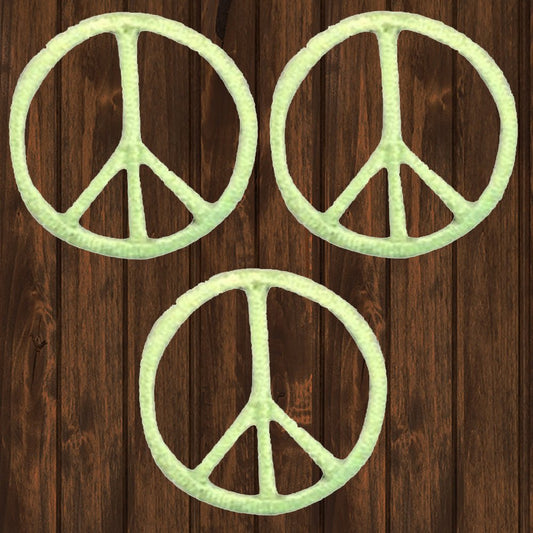 embroidered iron on sew on patch small lime green peace sign