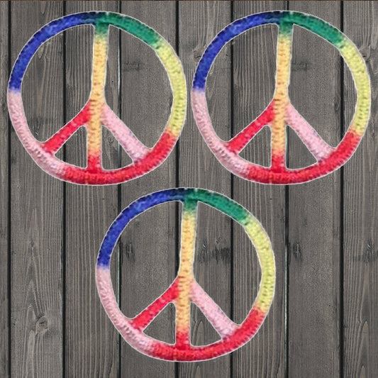 embroidered iron on sew on patch small multicolor peace sign