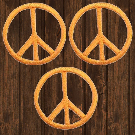 embroidered iron on sew on patch small orange peace sign