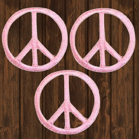 embroidered iron on sew on patch small pink peace sign