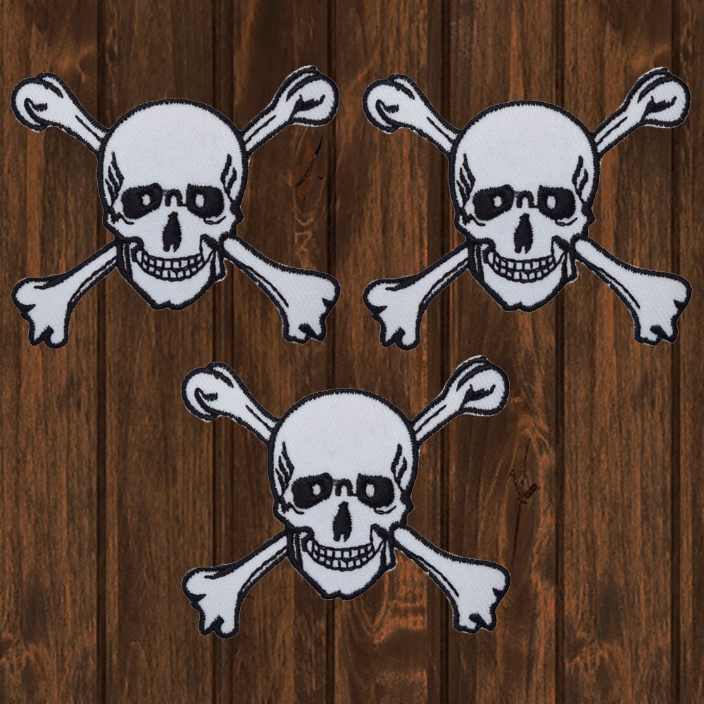 embroidered iron on sew on patch small skull crossbones