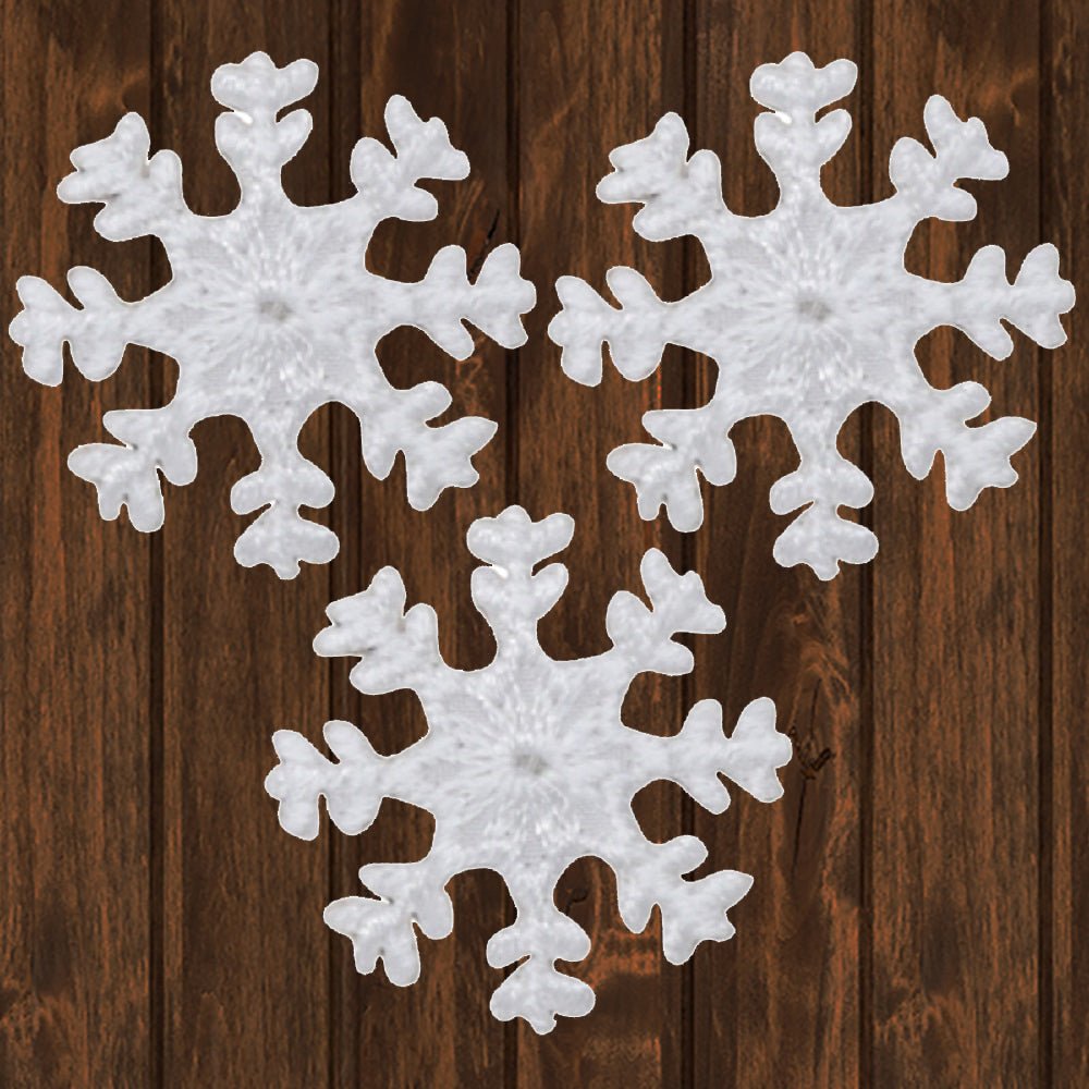 embroidered iron on sew on patch small white snowflake
