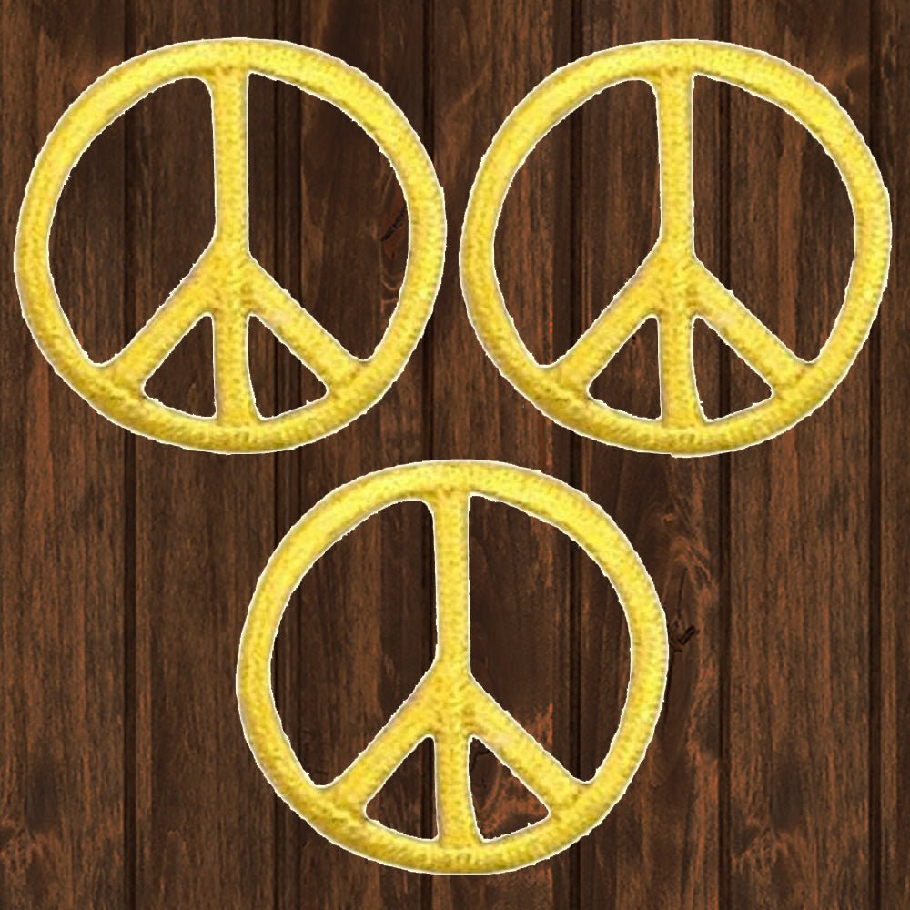 embroidered iron on sew on patch small yellow peace sign