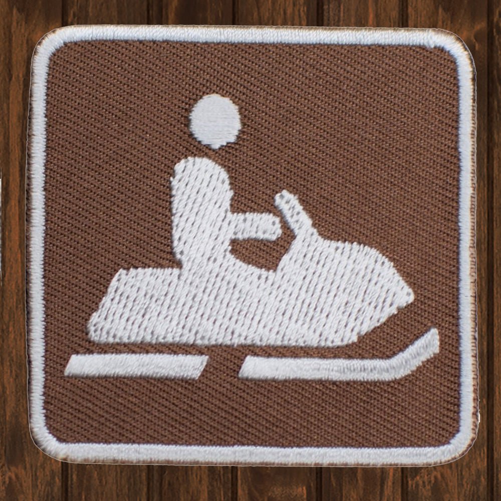 embroidered iron on sew on patch snow mobiling