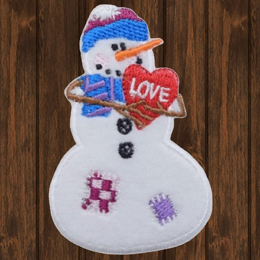 embroidered iron on sew on patch snowman love