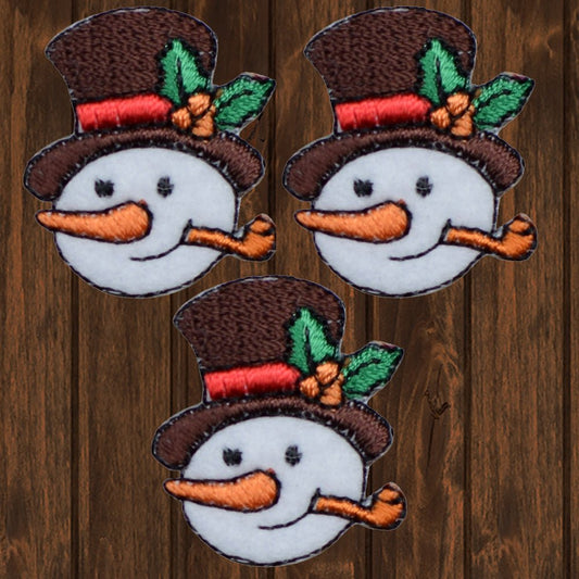 embroidered iron on sew on patch snowman pipe