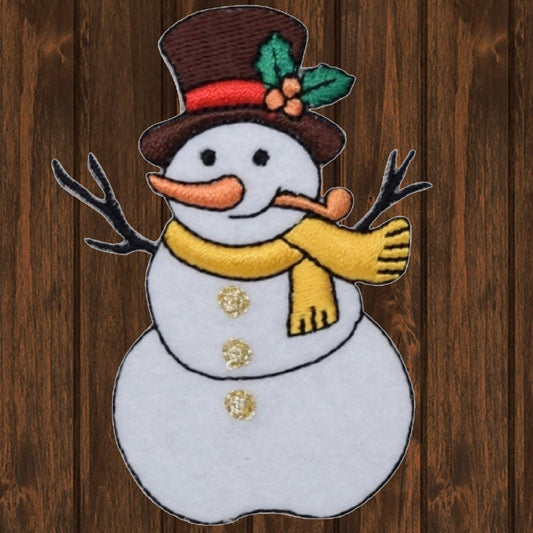 embroidered iron on sew on patch snowman with pipe
