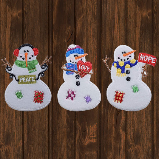 embroidered iron on sew on patch snowmen