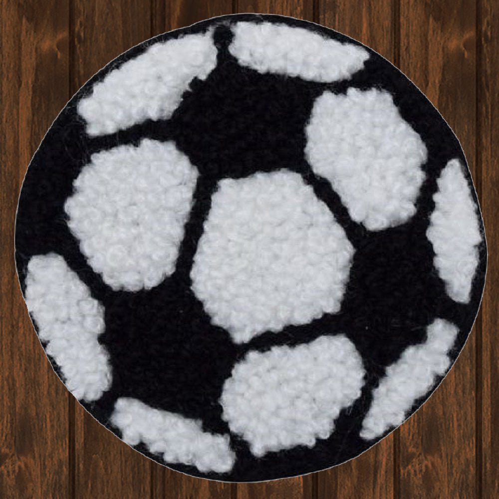 embroidered iron on sew on patch soccer ball chenille 2