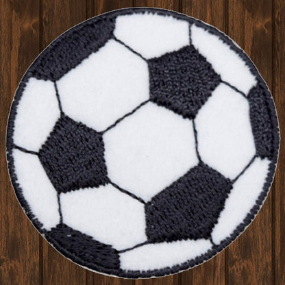 embroidered iron on sew on patch soccer ball futbol