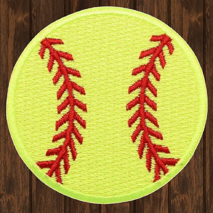 embroidered iron on sew on patch softball fluorescent yellow 2
