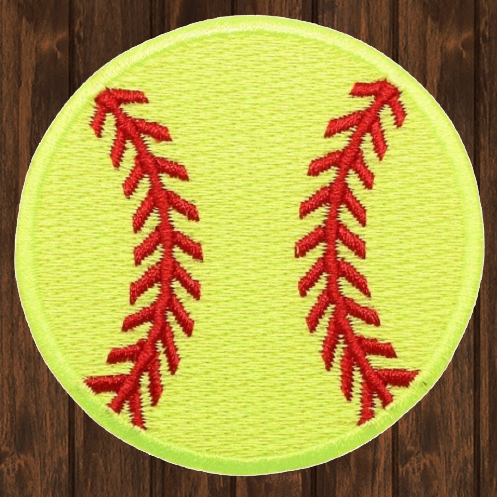 embroidered iron on sew on patch softball fluorescent yellow