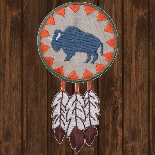 embroidered iron on sew on patch southwest indian round with buffalo