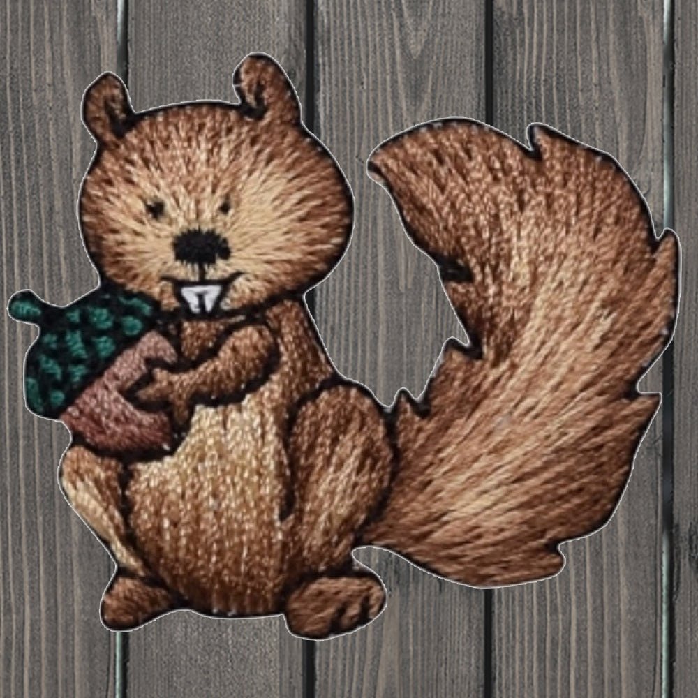 embroidered iron on sew on patch squirrel nut childrens