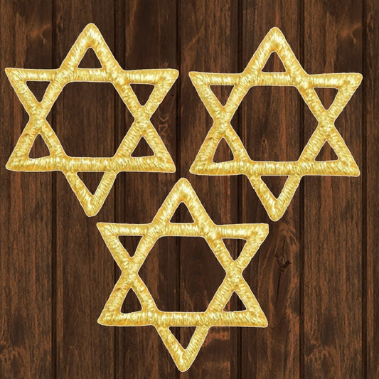 embroidered iron on sew on patch star of David small gold