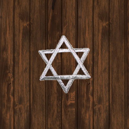 embroidered iron on sew on patch star of david silver