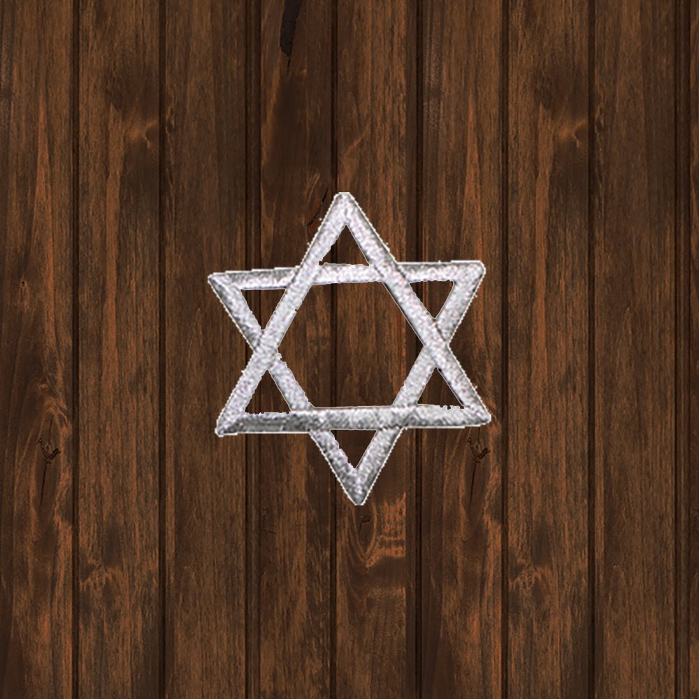 embroidered iron on sew on patch star of david silver