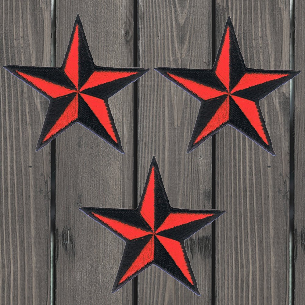 Nautical Embroidered Patch, Black/Red, 1.5