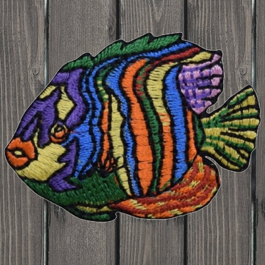 embroidered iron on sew on patch striped angelfish 2