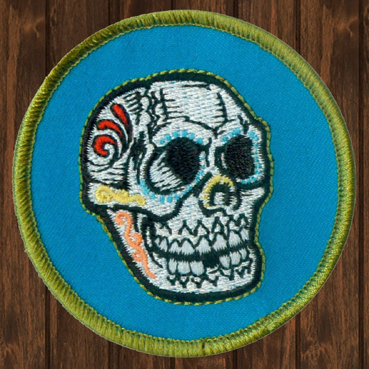 embroidered iron on sew on patch sugar skull day of dead