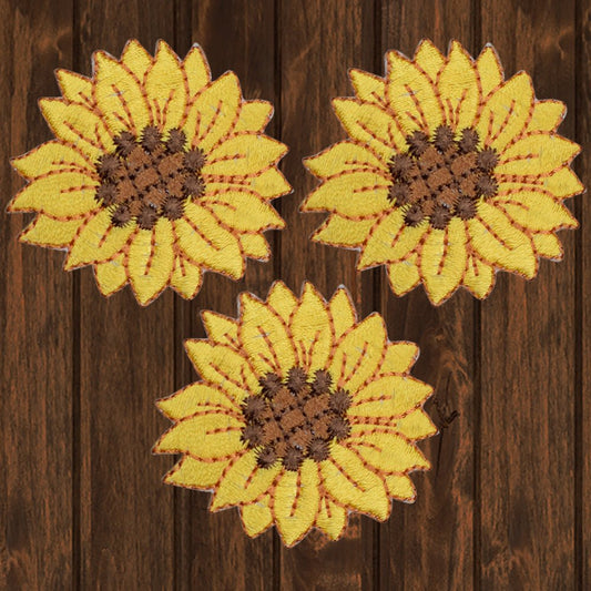 embroidered iron on sew on patch sunflower medium
