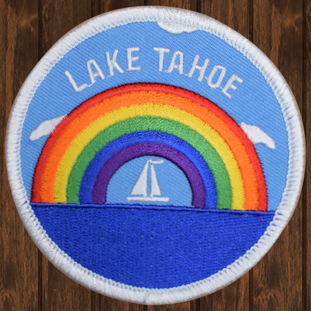 embroidered iron on sew on patch tahoe rainbow