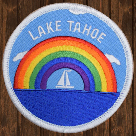 embroidered iron on sew on patch tahoe rainbow