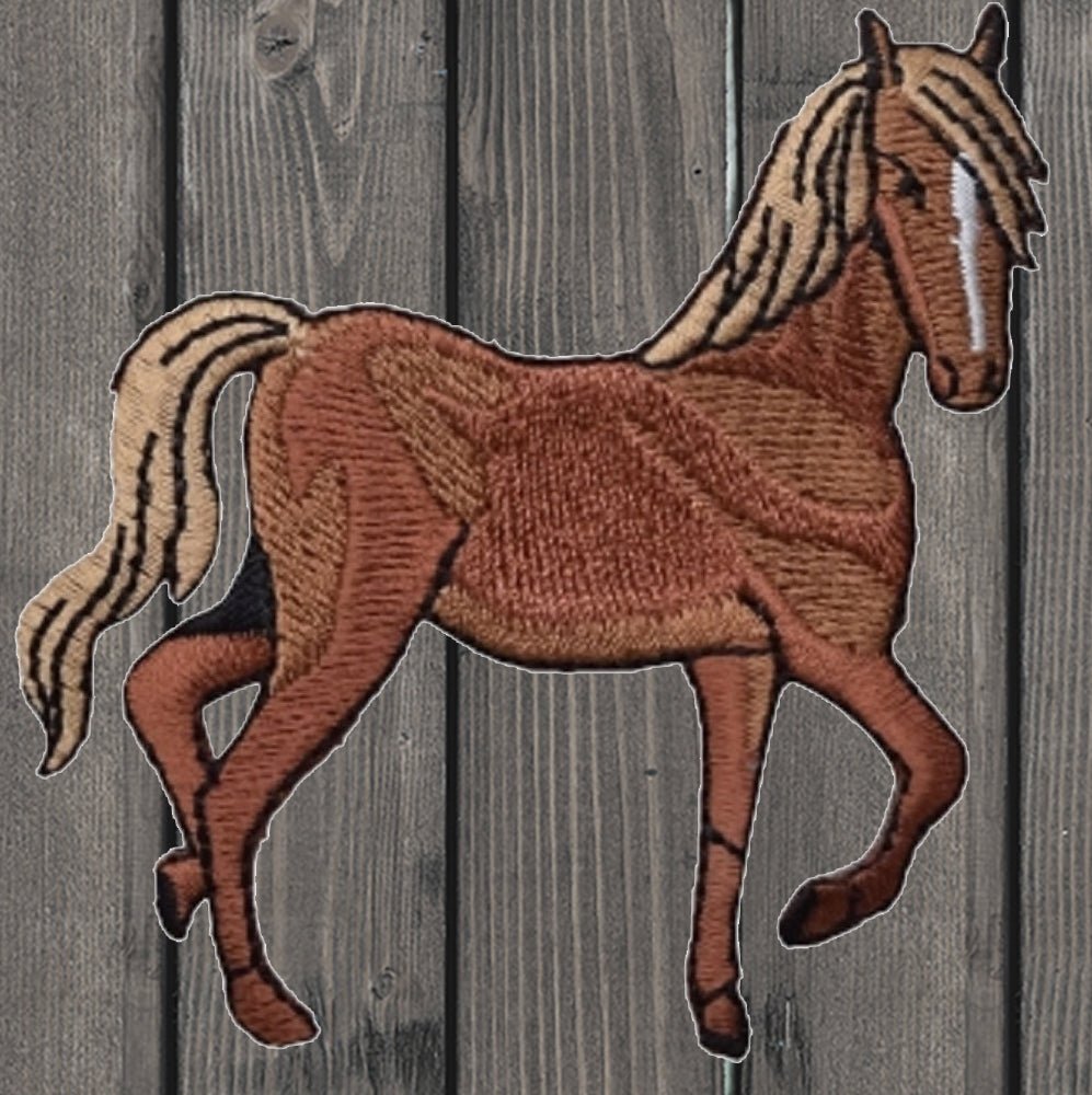embroidered iron on sew on patch tan brown horse facing right