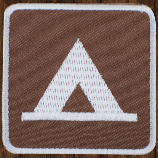 embroidered iron on sew on patch tent camping sign