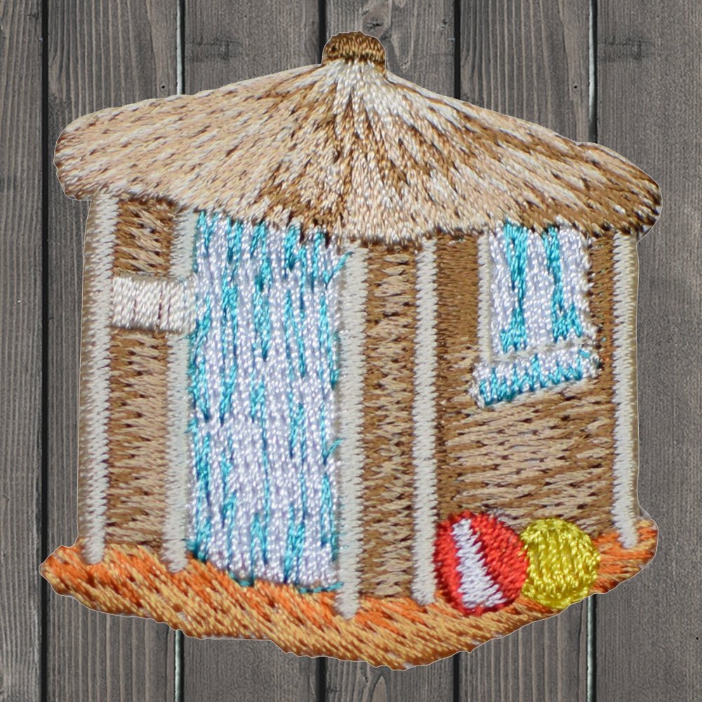 embroidered iron on sew on patch tiki beach house