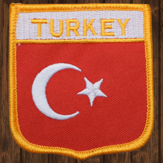 embroidered iron on sew on patch turkey shield